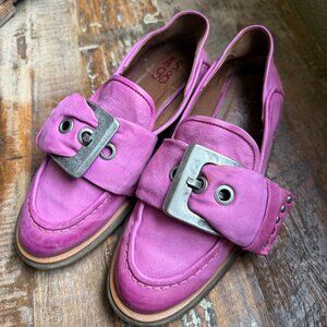 A.S. 98 pink suede loafers